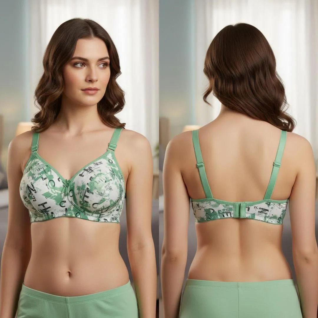 Allegra Graphic Edge Comfort Bra – Mint &amp; Sage Typographic Print
