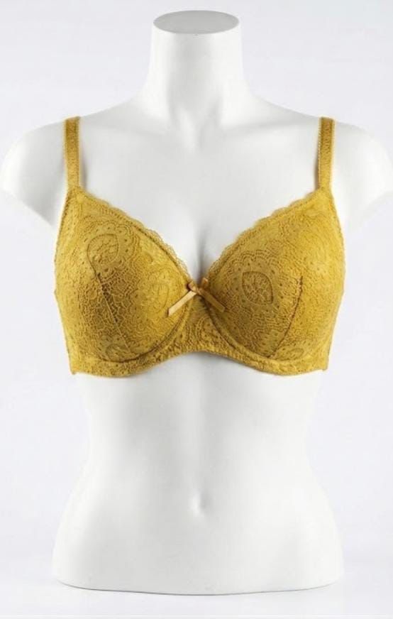 Aurelia Scalloped Floral Lace Underwire Bra – Golden Mustard