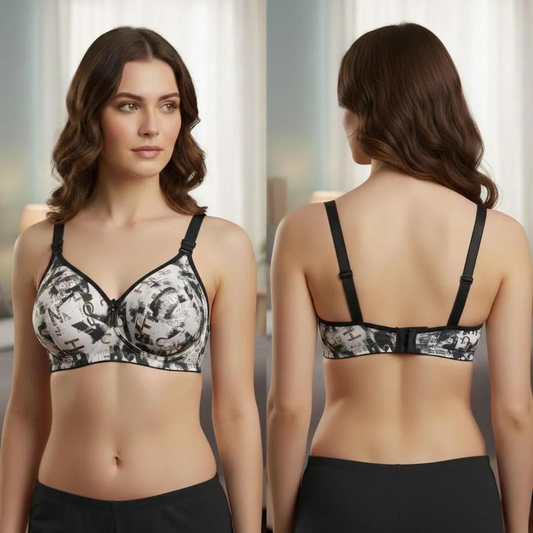Allegra Graphic Edge Comfort Bra – Noir &amp; White Typographic Print