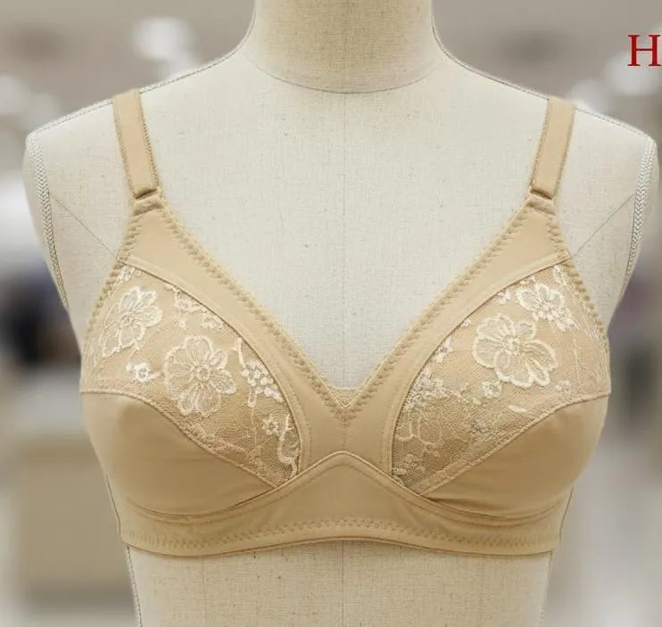 Lace Elegance: Full Coverage Non Wired Comfort Bra with Floral Mesh Detailing