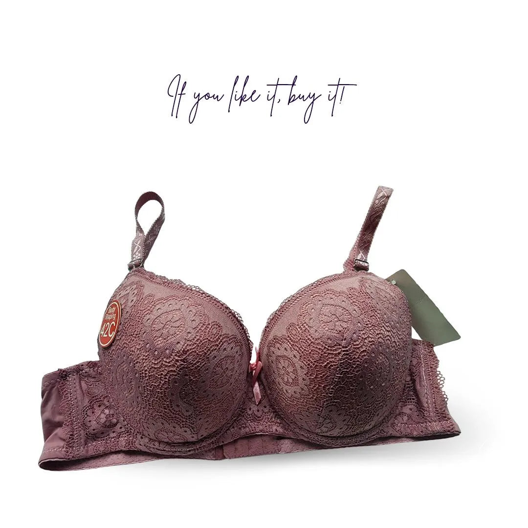 Elegant Floral Lace Padded Bra: Full Coverage Body Shaping Comfort Lingerie