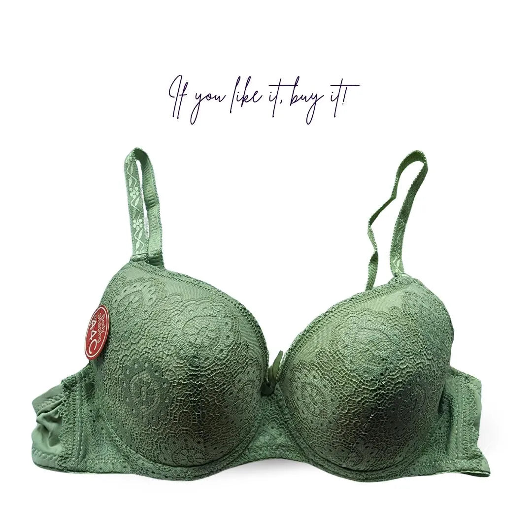 Elegant Floral Lace Padded Bra: Full Coverage Body Shaping Comfort Lingerie