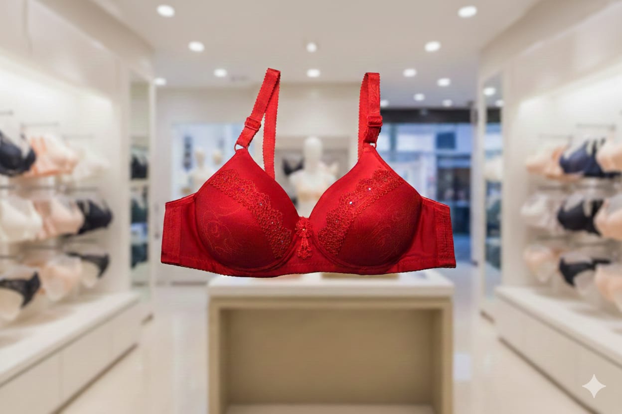Crimson Lace Elegance Padded Floral Contour Bra