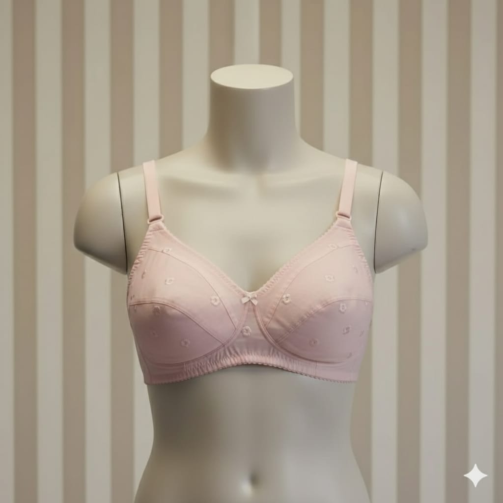 Everday Elegance: Embroidered Non-Wired Cotton Comfort Bra